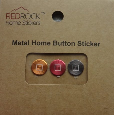 Classic Square Gold Red Gray 3 Pieces Aluminum Metal Home Button Stickers for iPhone 5 4/4s 3GS 3G, iPad 2, iPad Mini, iPod Touch