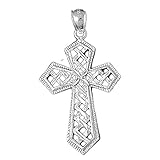 Jewels Obsession Silver Cross Necklace | Rhodium-plated 925 Silver Cross Weaved Passion Cross Pendant with 18" Necklace