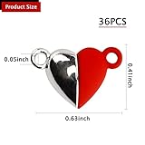 36 Pairs 12 Colors Heart Charms for Jewelry Making Heart Shaped Magnetic Clasps Connected for DIY Couple Bracelet Necklace Making Valentines Day Gifts (16x10.5mm)