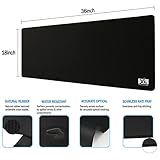 XL Mouse Pad 2XL Huge Extra Large Gaming Mousepad for Full Desk - Super Thick Nonslip Rubber Base and Waterproof Desktop Keyboard Extended Mouse Mat (Black, 2XL (36''x18''))