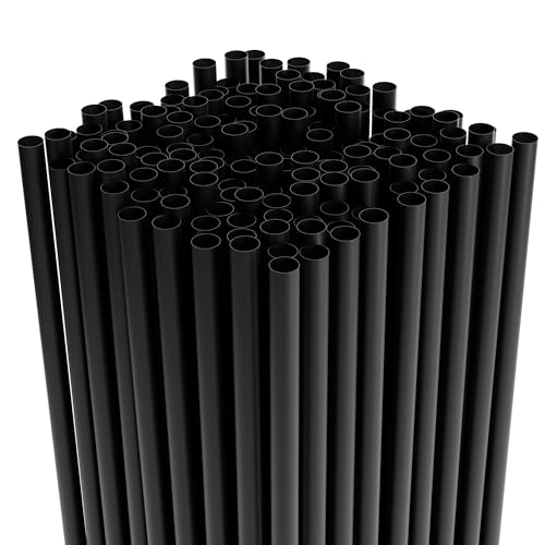 7.75" Plastic Straws (500 Count), Disposable Straws - Made For Standard 16oz Glass (Black)