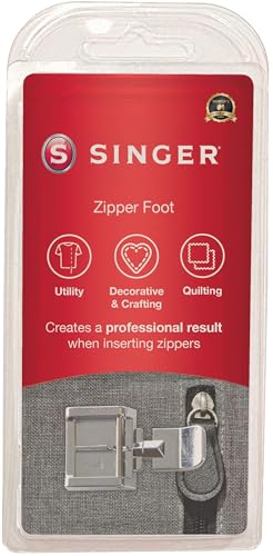 Singer Zipper & Piping Presser Foot – Compatible with Various Sewing Machine Models, Perfect for Inserting Zippers, Piping, and Sewing Close to Zipper Teeth for Professional Results