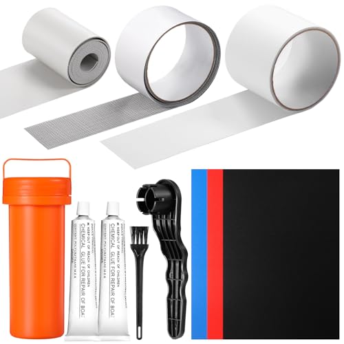 Gejoy Inflatable Boat Repair Kit Include 3 x PVC Patch, 1 x Repair Tape, 1 x Kayak Patches, 1 x Clear TPU Patch Tape, 2 x 30 ml Glue and 1 x Maintenance Kit for Inflatable Raft Boat Canoe Kayak