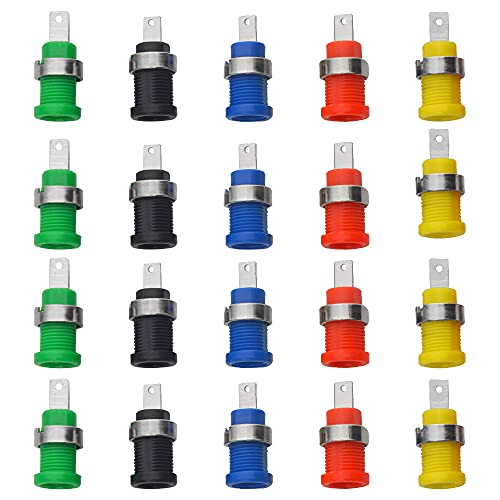 WMYCONGCONG 20 PCS 5 Colors 4mm Banana Jack Female Panel Mount Banana Socket Adapter Binding Post Connector for 4mm Male Banana Plug Connectors