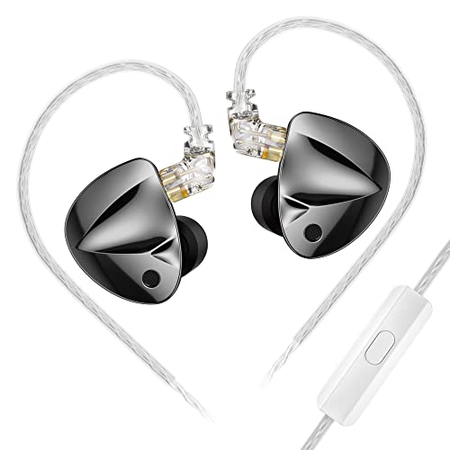 KZ D-Fi in Ear Monitor Headphone Dual Magnetic Circuit Dual Cavity Dynamic Coil Unit Wired Earbud HiFi IEM Stereo Noise Isolating Earphone for Musicians Singers Audiophiles(Black,No Tuning Switch)