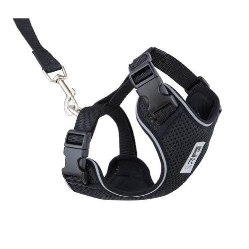 RC Pets Adventure Kitty Harness Includes Adjustable, Airmesh Fabric, 6' Leash and D-Ring Cat Walking Harness | Black, Small
