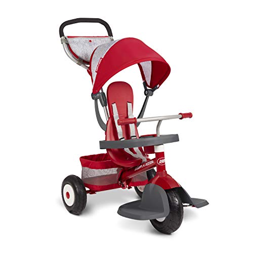 Radio Flyer Ultimate All-Terrain Stroll 'N Trike, Kids and Toddler Tricycle, Red Toddler Bike, For Ages 9 Months - 5 Years, Air Tire