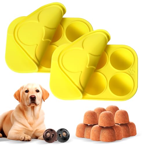 2 PCS 6 Cavities Dog Treat Molds with Lid Compatible with Power Chewer Pupsicle, Silicone Dog Treat Mold for Woof Pupsicle, Dog Molds for Frozen Treats, Dog Frozen Treat Holder, Dog Treat Tray