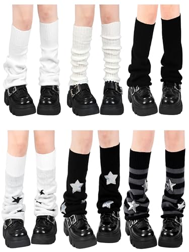 Geyoga 6 Pairs Y2K Accessories Leg Warmers Gyaru Japanese Kawaii Harajuku Leg Warmers Bulk Knit Lolita Boot Socks Cute Y2K Outfits Aesthetic for Girls Women