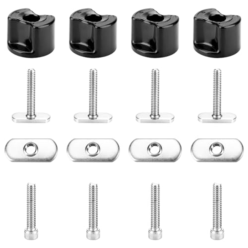Ophjerg Kayak Track/Rail Mount Accessories, Kayak Hardware Kit Includes Convertible Knobs, 1-1/2'' T Bolts, Track Nuts, 1-1/4'' Socket Head Cap Screws, All Standard 1/4-20 Thread, Black