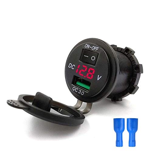 Davitu Cables, Adapters & Sockets - OOTDTY Quick Charge 3.0 USB Car Charger Socket LED Voltmeter Switch For Car Marine ATVping Support - (Color Name: Red)
