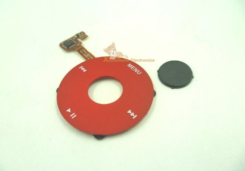 Red Color Clickwheel Click Wheel Flex Ribbon Cable + Black Central Button Key for Ipod 6th Gen Classic 80gb 120gb Thick Version 160gb and 7th Gen Classic Thin Version 160gb U2 Special Edition