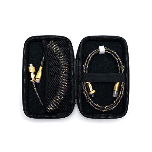 Formulamod USB C Coiled for Mechanical Keyboard,Coiled USB Aviator Cable for Keyboard, Pro Double Sleeved Cable with Organizer Zipper Bag. (Gold & Black)