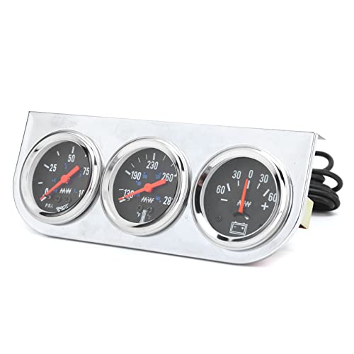 Triple Gauge Kit,2in Triple Gauge Set 3‑in‑1 Water Temp Oil Pressure AMP Meter Universal for 12V Car Boat Truck