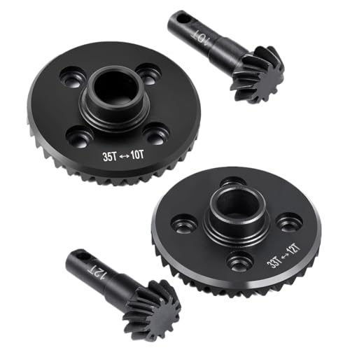 BRKRC Steel Bevel Gear 12T-33T Overdrive 10T-35T Underdrive Differential Gears Ring Pinion Set for TRX4 TRX6 1/10 RC Crawler Car Upgrades