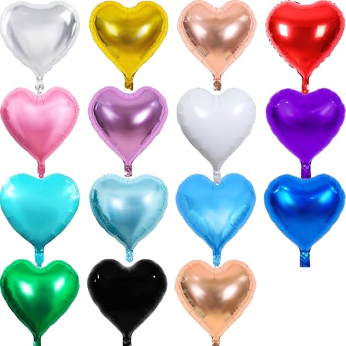 75 Pcs Multi-colored Heart Balloons 10in 15 Mixed Color Heart Shaped Balloons 10 Inch Balloons Helium Mylar Foil Balloon for Women Kids Valentine's Day Wedding Proposal Bridal Party Decor
