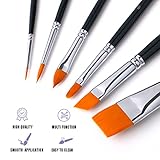 Bowitzki Face Paint Brush Set, 6pcs Artist Brushes for Body Face Painting,Acrylic Painting Watercolor Oil Gouache