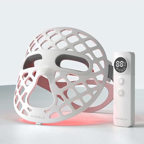 Avorla Beauty LED mask – Red Light & Infrared Light Therapy Face Mask for Wrinkles – Blue Light for Acne – Multi-wavelength for Skincare – Rechargeable for Home Use and Travel Model: KFB265