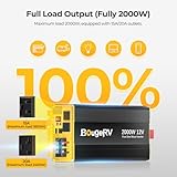 BougeRV Upgrade 2000W Pure Sine Wave Inverter Convert 12V DC to 120V /110V AC, Fully 2000W Output, Built-in BT for BougeRV APP, Wired Remote Controller, Off-Grid Solar System, RV, Backup Power