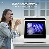 EUHOMY Mini Portable Dishwasher Countertop Compact Dishwashers, Tabletop Small Dishwasher with 5L Built-in Water Tank with 6 Modes and Baby Care for Apartments& RVs, No Hookup Needed