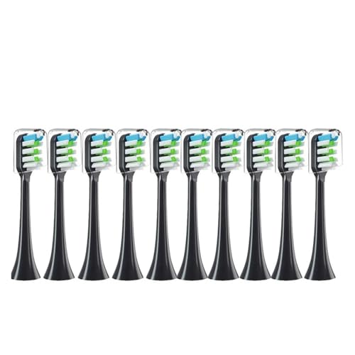 10PCS Replacement Brush Heads, Compatible for SOOCAS X3/X3U/X5 Electric Toothbrush Soft Suitable Vacuum Bristle Nozzles(10pcs Black)