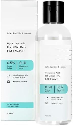 Hyaluronic Acid Hydrating Facewash- 0.5% Amino Acids + 0.1% Hyaluronic Acid | Gentle Cleanser | Hydrating | for Dry Skin | 100ml
