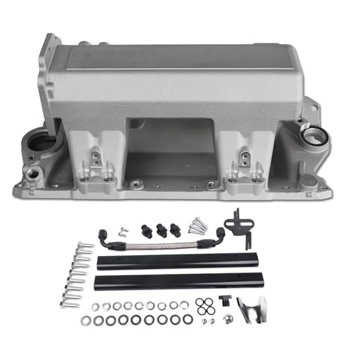 JGhyperX 7137 Intake Manifold Aluminum Multi Port Compatible with Chevy Small Block SBC 283 302 305 350 400 V8 Engine Cast Finish Non-EGR xt EFI 1500-6500 rpm