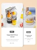 Electric Citrus Juicer, Automatic Dual Orange and Lemon Squeezer with Built-In Citrus Slicer, Easy to Clean, 2 in 1 Electric Fruits Juicer with Cleaning Brush for Lemon, Orange, Grapefruit