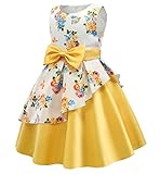 Princess Girls Floral Printting Formal Birthday Party Dresses 2018 Christmas Day Size 8T(Yellow01,150)