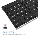 Arteck 2.4G Wireless Keyboard Stainless Steel Ultra Slim Full Size Keyboard with Numeric Keypad for Computer/Desktop/PC/Laptop/Surface/Smart TV and Windows 10/8/ 7 Built in Rechargeable Battery