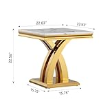 Faux Marble End Table Living Room Table Side Table, Modern Faux Marble Rectangular Conner Table with Faux Marble Top X Shape Stainless Steel Base for Bedroom Home Office