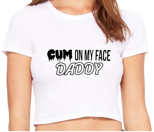 Knaughty Knickers Cum On My Face Daddy Facial Cumslut White Crop Tank Top