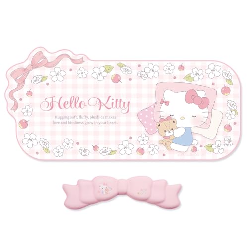 Kuitmor Kawaii Anime Mouse Pad Wrist Rest Support Set - Non-Slip Desk Mat and Memory Foam Bowknot Wrist Rest for Keyboard and Mouse,Perfect for Gaming or Home Office Work - FlowerCat
