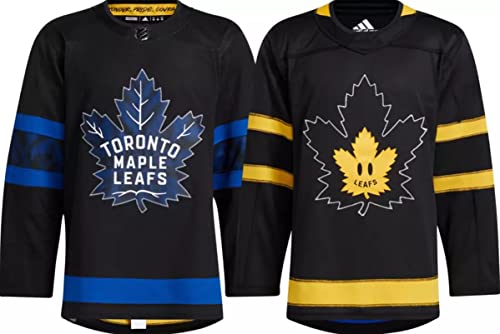 Men's Compatible with Toronto Maple Leafs Authentic X Drew House Flipside Alternate Black Pro Jersey, Navy, Medium