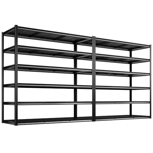 REIBII 60" W Storage Shelves 6 Tier Garage Shelving 3500 LBS,Heavy Duty, Adjustable,Garage,Warehouse,School, Commercial Space, 60 "W x 24 "D x 84 "H,2Pack