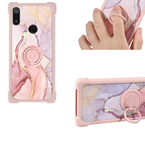 jioeuinly NUU Mobile X6+ Case Compatible for NUU X6 Plus Phone Case PC backplane + Silicone Soft Frame Cover [360 Metal Ring, Magnetic Car Mount] Pink