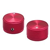 mxuteuk 3Pcs Red Bass Knob Guitar Knobs Aluminum Alloy Potentiometer Control Knob Volume Audio Electric Guitar Knob Screw Type 25 x 15.5mm (d*h) KNOB-06-25R