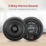 Pyle 8” 4 Bluetooth Flush Mount - In-wall In-ceiling 2-Way Speaker System Quick Connections Changeable Round/Square Grill Polypropylene Cone & Tweeter Stereo Sound 4 Ch Amplifier 250 Watt - PDICBT286