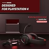 BINNUNE Gaming Headset with Mic for PS4 PS5 Xbox Series X|S Xbox One PC NS, Wired Gaming Headphones with Microphone for PS 4|5 Xbox 1, Black & Red