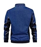 INVACHI Men's Denim & PU Leather Biker Jacket Vintage Motorcycle Jean Jacket with Leather Patchwork