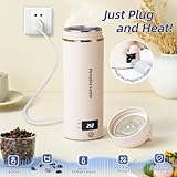 Travel Electric Kettle Portable Mini Kettle,Small Hot Water Boiler with 4 Temperature Settings,304 Stainless Steel,Fast Boiling Water with Auto Shut-Off and Boil Dry Protection (Beige, 400ML)