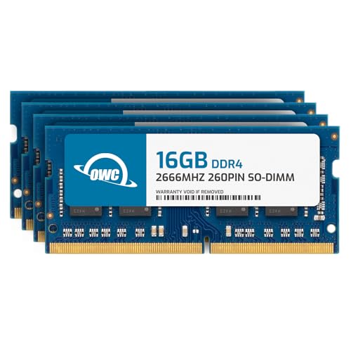 OWC 64GB (4 x 16GB) PC21300 DDR4 2666MHz 260pin SO-DIMMs Memory Ram Module Compatible with Mac mini 2018, iMac 2019 and up, and Compatible PCs (OWC2666DDR4S64S)