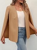 GAMISOTE Womens Casual Blazer Cape Open Front Split Sleeve Long Cloak Jacket Coat Workwear (Medium, Khaki)