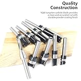 SICWOOD 9pcs Pattern Flush Trim Router Bit 1/4 Shank, Carbide Tipped Top Bearing Template Pattern Router Bit, Straight Flush Cut Router Bit, for Wood Trimming