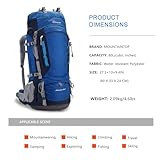 MOUNTAINTOP 80L Internal Frame Backpack for Man & Women Backpacking Hiking Backpack with Rain Cover,Blue