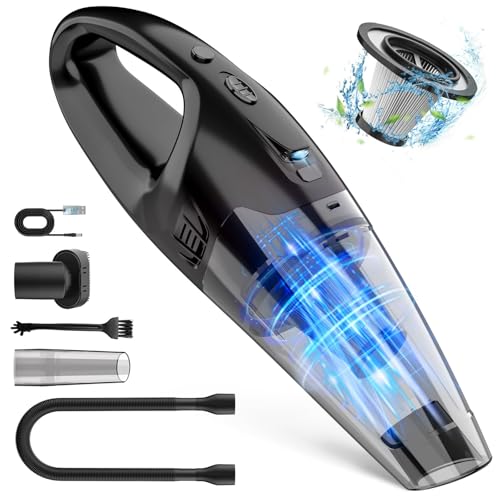 BSRCO Handheld Vacuum Cordless Rechargeable, Car Vacuum Cleaner with LED, USB Charge, 1.65LBs Hand Vacuum Cordless, for Car/Home/Pet
