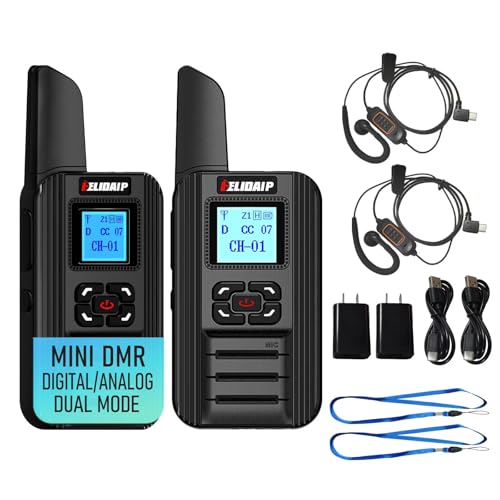 ELIDAIP F711 Mini DMR Digital Walkie Talkies,Dual Mode Dual Time Slot Digital/Analog Two Way Radio - Color Code,CTCSSDCS,USB-C Rechargeable Battery,PTT Headset,Secure and Confidential (Black 2 Pack)