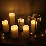 Stonebriar 6 Count White Real Wax 3x6 Flameless LED Pillar Candles with Remote and Timer