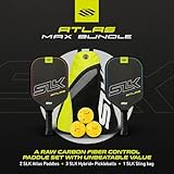 2025 SLK by Selkirk Atlas Max Pickleball Paddle Bundle | Featuring Raw Carbon Fiber Face & Rev-Control Polymer Core | Complete Set with 2 Paddles, 3 Hybrid+ Balls, and SLK Sling Bag