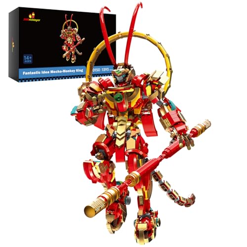 JMBricklayer Monkey King Mech Building Sets for Adults and Kids 70150, Action Figure Mecha Robot Toy Classic Chinoiserie Warrior Collectible Model Kit Cool Mech Display, Gifts for Boys, Girls